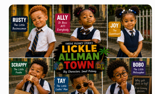 Lickle Allman Town poster — Rusty, Ally, Joy, Scrappy, Tay, and Bobo